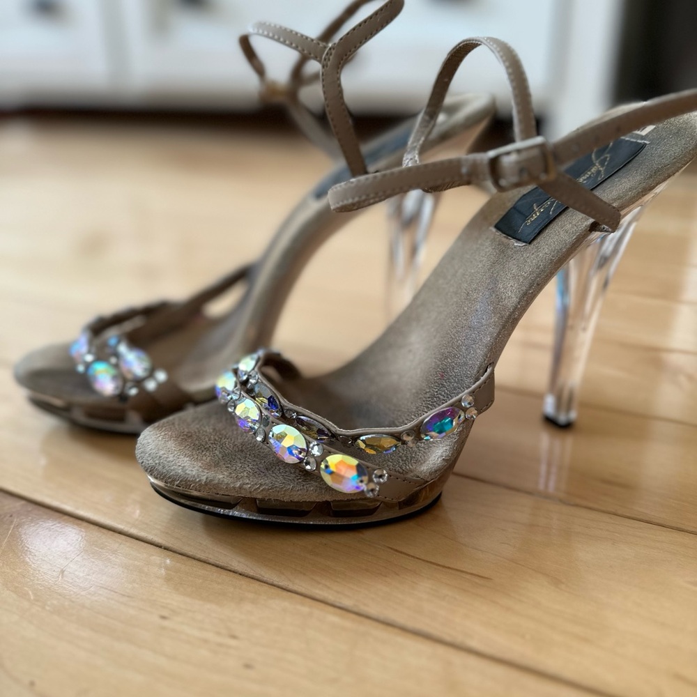 Elegant Clear and Iridescent Stone Heels